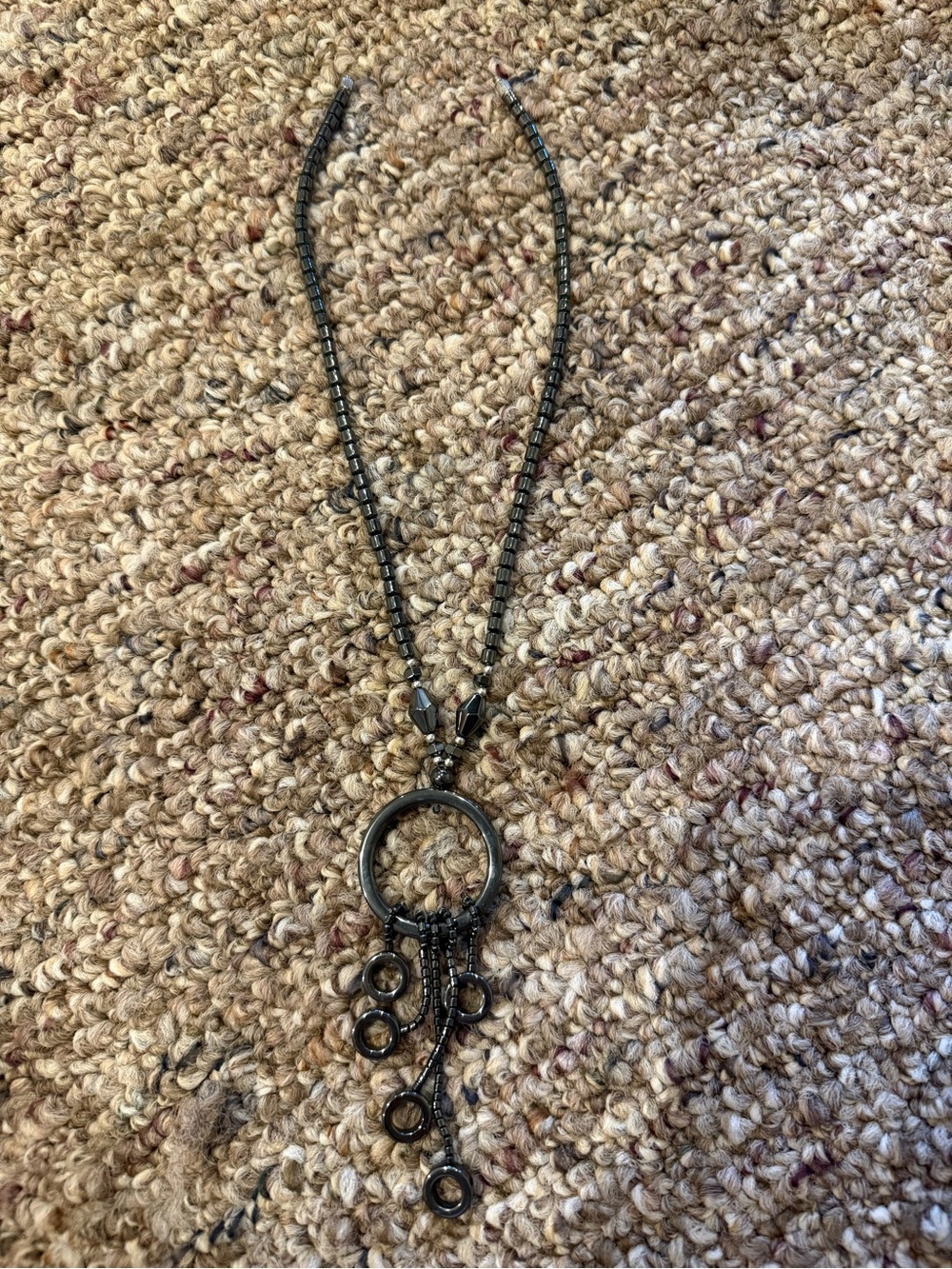 Gunmetal Circle Drop Pendant Necklace - Women Jewelry